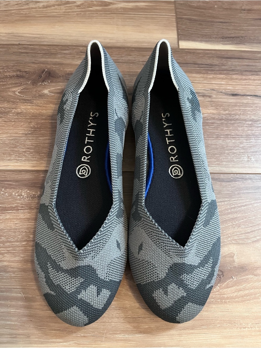 Rothy’s gray camo flats